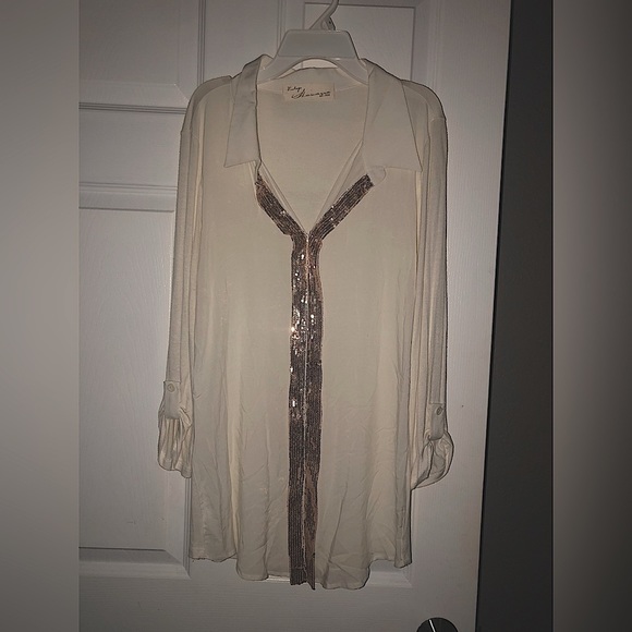 Vintage Havana White sequin insert top size M​ - Picture 1 of 3